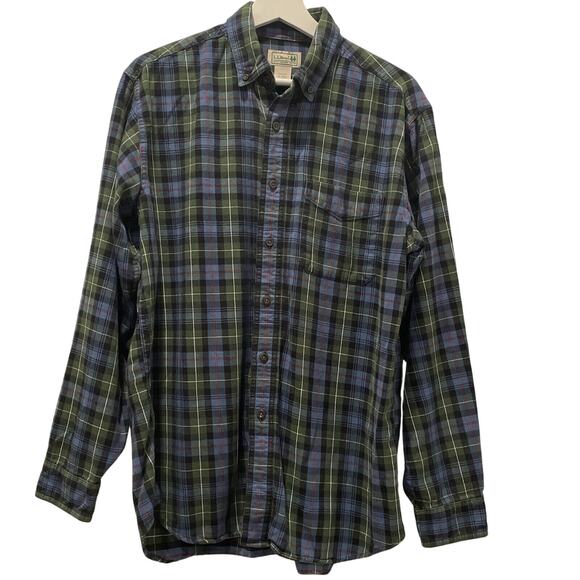 Vintage L.L Bean Mens Shirt Medium Flannel Plaid Button Up Work Outdoors Cotton - Picture 2 of 7